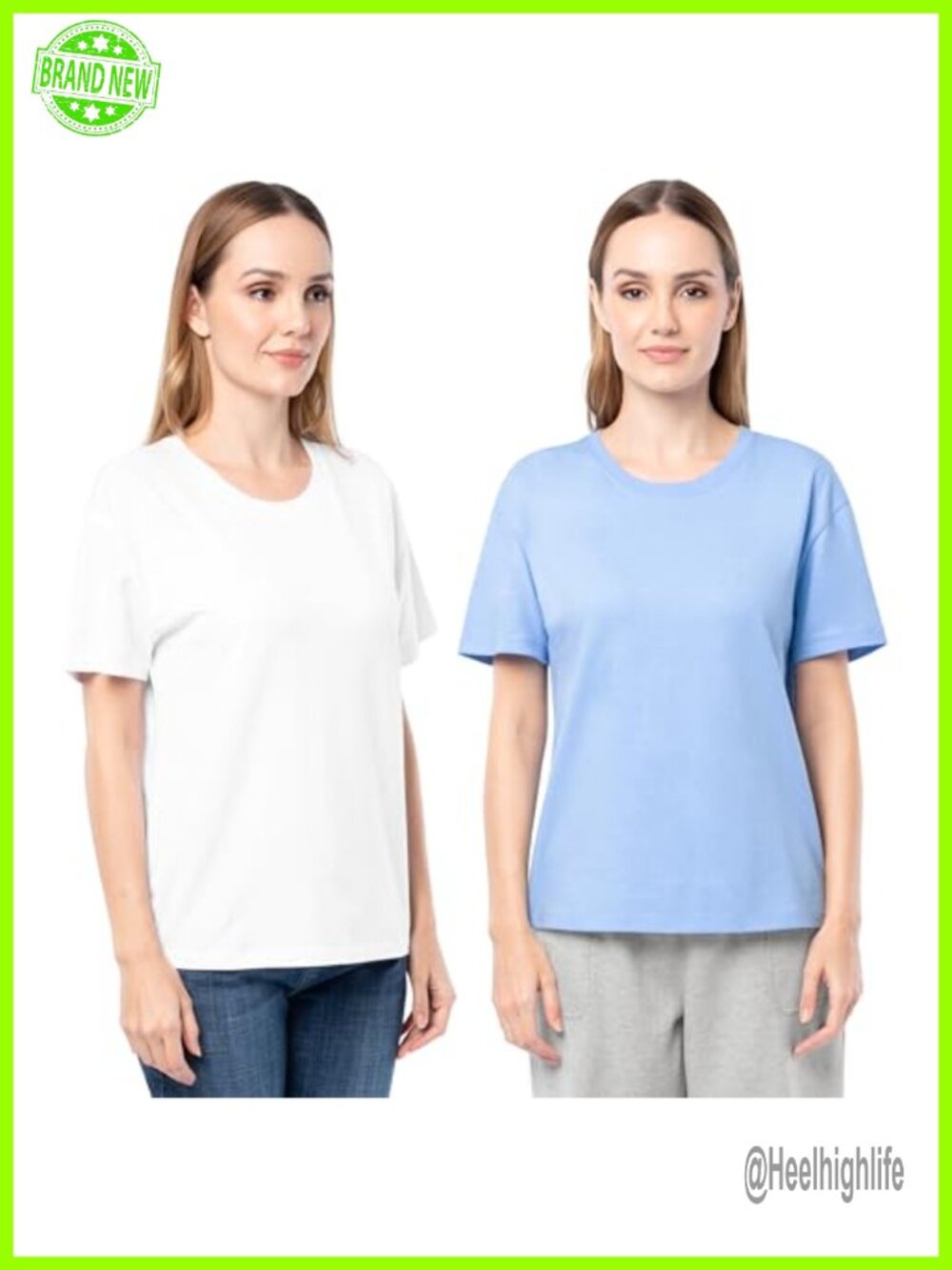 Women's Short Sleeve Boyfriend T-Shirt 2 Pack Relaxed Cotton Crew Neck Tee